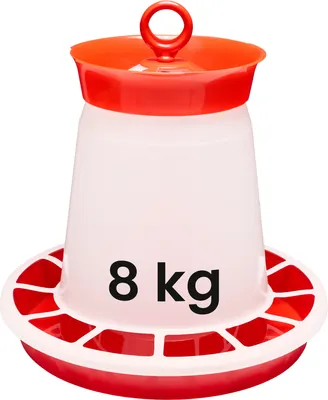 Produktbild von Garronda Hühnerfutter Automat 8 kg mit Tragegriff, automatischer Futterautomat für Hühner, leicht zu reinigen Vogelfutterspender, Küken und Geflügel, aus Kunststoff GD-0139
