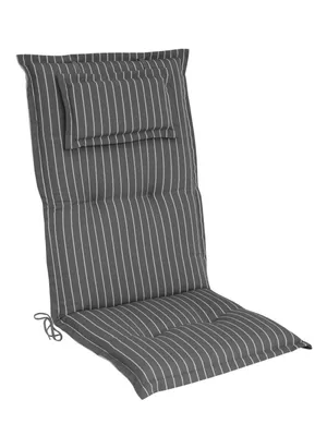 Produktbild von elGiga Hochlehner-Auflage Classic Grau Weiß gestreift 120 x 50 x 8 cm