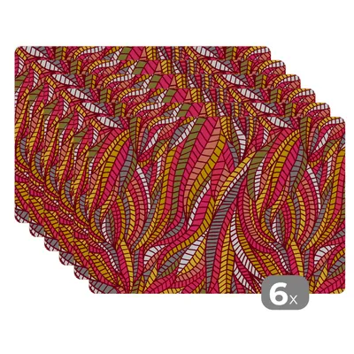 Obrázok produktu pre MuchoWow® Podložky Sada 6 podložiek Umývateľné podložky 30x45x0.3cm Listy - Príroda - Vzory Podložka pod stôl Nekĺzavá a odolná voči teplu