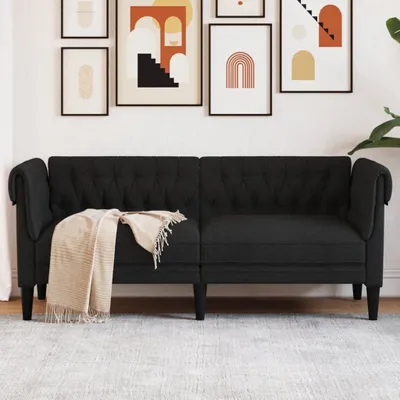 Produktbild von ZMH Chesterfield-Sofa 2-Sitzer Schwarz Stoff