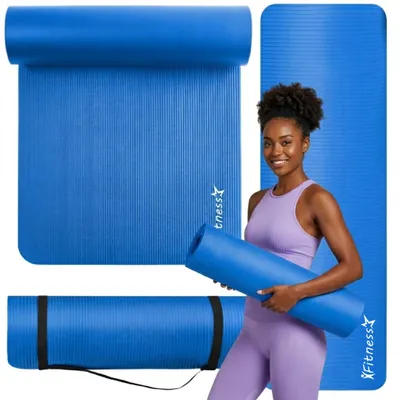 Zdjęcie produktu dla Mata do ćwiczeń JOGA FITNESS 190x61x1 cm GRUBA ANTYPOŚLIZGOWA niebieska