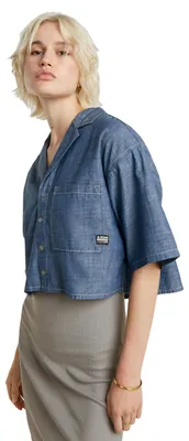 Productafbeelding van G-Star RAW dameshemd, model Roamer shirt met korte mouwen, kleur blauw (Rinsed D24345-D558-082), maat XS