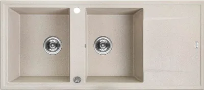 Produktbild von BADLAND BADLAND Spülbecken Granitspüle Doppelbecken MEGALO 50x116 Beige mit langer Abtropffläche | Siphon im SET!