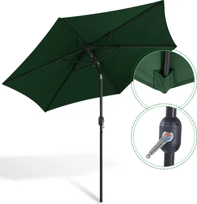 Image de Parasol Clanmacy Ø270 cm Vert Inclinable de 30° des deux côtés Résistant aux UV Parasol de terrasse Parasol suspendu Parasol de marché Parasol de plage