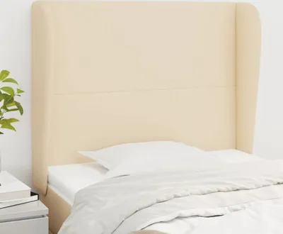 Image de The Living Store Tête de lit avec oreilles Crème 93x23x118/128 cm Tissu