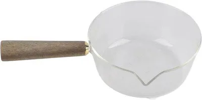 Produktbild von Sauberer Milchtopf V-Auslauf Borosilicatglas Holzgriff Küche