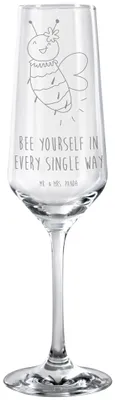Produktbild von Mr. & Mrs. Panda Glas Biene Blume - Transparent - Geschenk, Proseccoglas, Sektglas, Sektflöte, Kelchglas, Champagnerglas