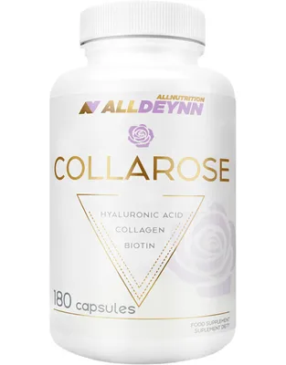 Zdjęcie produktu dla ALLNUTRITION ALLDEYNN Collarose 180 kapsuek / Kolagen / Hydrolizowany kolagen bydlcy VERISOL wzbogacony kwasem hialuronowym, witamin C i biotyn