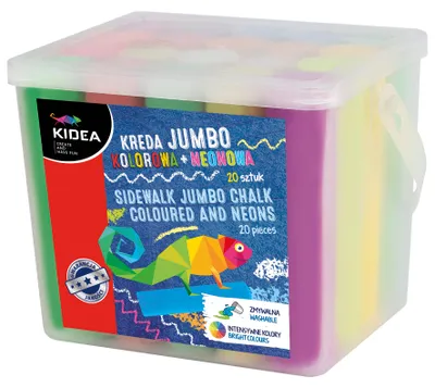 Produktbild von Bunte und neonfarbene Kreide Jumbo 20 Stück Kidea