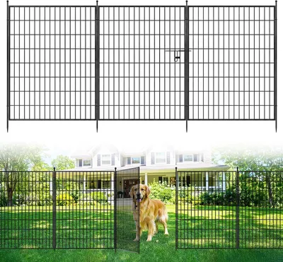 Produktbild von Metall Gartenzaun mit Tor 5 Elemente 101 cm hoch 360 cm lang dekorativer Zaun fuer Garten Beet Einfahrt