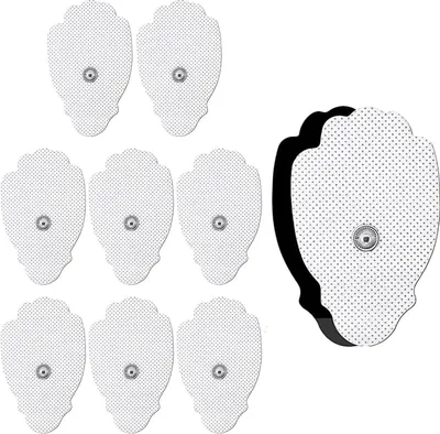 Produktbild von Tens Pads - 10 Pack Elektroden-Pad mit Standard 3,5 mm Snap-On Connector Wiederverwendbare Palm Shape Tens Maschine Pads Ersatzteile Adhesive Tens Einheiten Pad (7,5 x 4,5 cm)