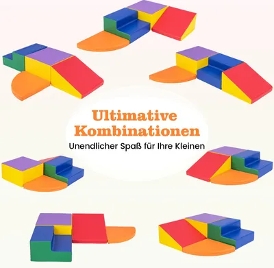 Produktbild von COSTWAY 4 TLG. Schaumstoffbausteine, Riesenbausteine, Softbausteine, Großbausteine, Bauklötze für Kinder im Vorschulalter, Babys & Schulkinder, Bunt