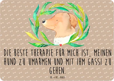 Produktbild von Mr. & Mrs. Panda Blechschild Hund Blumen DIN A6 - Hundeglück - Geschenk, Hunde, Sprüche, Blechtafel, Umarmen, Türschild, tafel, Wandbild, Hundeliebe, Schild