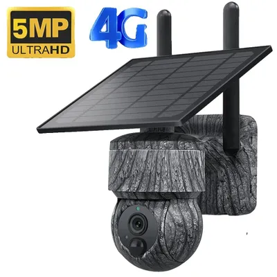 Obrázok produktu pre Bezdrôtová solárna PTZ kamera, záznam v rozlíšení 5 MP HD, nočné videnie, 5 MP – 4G