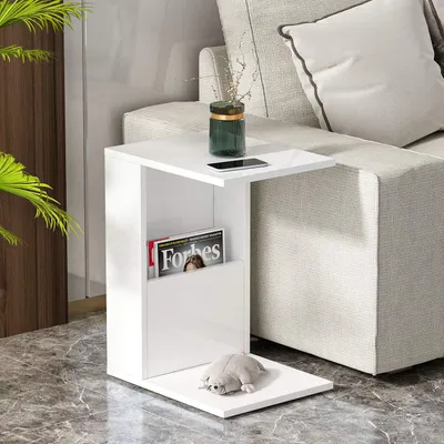 Immagine prodotto di HOMIDEA Jour: tavolino da salotto con rotelle e ripiano – Tavolino moderno (bianco)