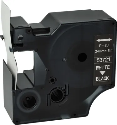 Produktbild von vhbw Schriftband-Kassette Ersatz für Dymo D1, 53721 für Etiketten-Drucker 7m x 24mm Weiß auf Schwarz