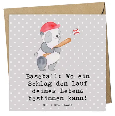 Produktbild von Mr. & Mrs. Panda Glückwunschkarte Baseball Schlag - Grau Pastell - Geschenk, Spannung, faltkarte, Strategie, Spiel, Sportler, Helden, Stadion, Sport, anlasskarte