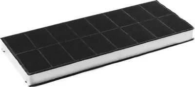 A single charcoal filter for a range hood, shown from a diagonal angle against a white background.