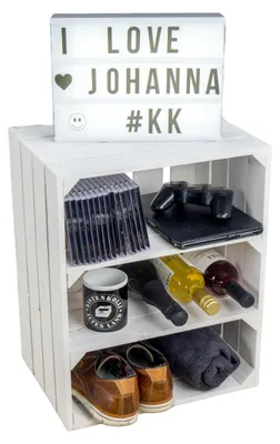 Produktbild von Obstkistenregal "Johanna" weiß mit zwei Zwischenbrettern quer