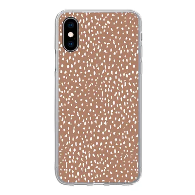 Produktbild von MuchoWow® Handyhülle Schutzhülle Hülle für iPhone X Polka dots - Weiß - Braun Silikon Softcase Handy Hülle - Handyhülle