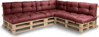 Image de Coussins de palette, Coussins de canapé de jardin, Coussins d'assise, N_PPI (3x Set Coussins d'assise 120x80 + Dossier 120x40, Marron rouge)