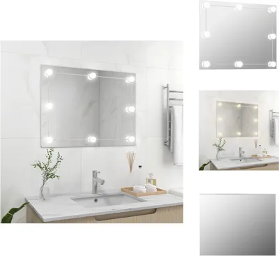 Imagen del producto de vidaXL Espejo de pared sin marco con iluminación LED, rectangular, de vidrio