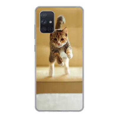 Produktbild von MuchoWow® Handyhülle Schutzhülle Hülle für Samsung Galaxy A51 Katze - Frühling - Stuhl Silikon Softcase Handy Hülle - Schutzabdeckung