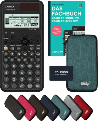 Produktbild von Casio fx-991DE CW inkl. Schutztasche Türkis & Fachbuch (160 Seiten, DIN A5) – Wissenschaftlicher Rechner  – Smart Set
