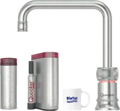 Produktbild von Quooker Wasserhahn Classic Nordic Square single tap Voll Edelstahl & PRO3 & CUBE