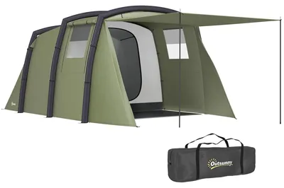 Image de Tente tunnel gonflable pour toute la famille, espace de vie spacieux, polyester résistant, vert