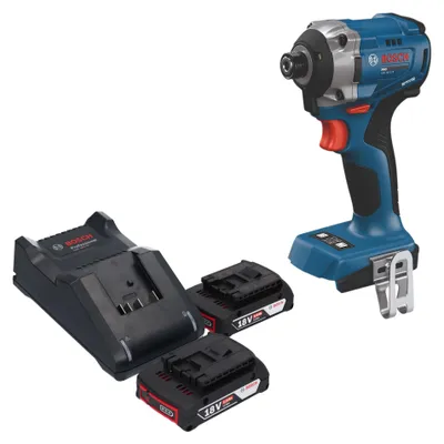 Image de Visseuse à chocs sans fil Bosch GDR 18V-215 Professional 18 V 215 Nm 1/4" sans balais + 2 batteries 2,0 Ah + chargeur