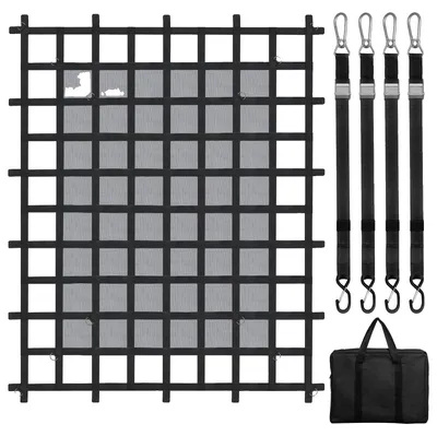 Productafbeelding van VEVOR Vrachtnet, 183 x 145 cm, net voor laadruimte van vrachtwagens, met 4 verstelbare banden met karabijnhaakjes en S-haken, transportnet, slijtvast en weerbestendig