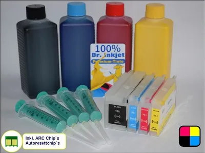 Produktbild von IRP1104-500 - H950/951 CISS/Easyrefillpatronen Riesensparpack mit 2000 ml pigmentierter Dr.Inkjet Druckertinte