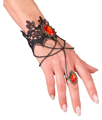Imagen del producto de Pulsera de diseño elegante con aro y piedras rojas – Talla única