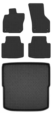Image de Tapis en caoutchouc + bac de coffre pour Skoda Superb IV 2023- (break) – 5 pièces, noirs, sur mesure