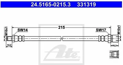 Produktbild von ATE Bremsschlauch hinten für VW Kaefer Karmann