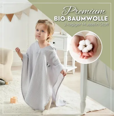 Obrázok produktu pre Alavya Home Detský župan s kapucňou 60x60 cm mušelínová bavlna - sivá