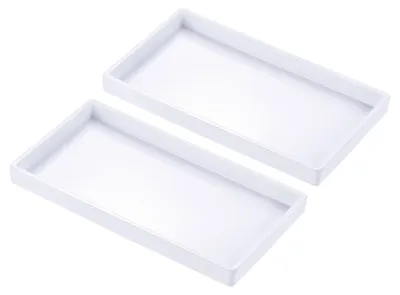 Fast Food Tablett, 2 Stück, Kunststoff, 22x12x2 cm, weiß