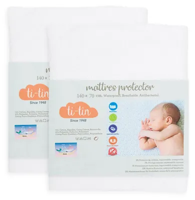 Productafbeelding van Beschermhoes voor matrassen, gemaakt van katoen, geschikt voor babybedjes | 70 x 140 cm | Waterdicht | Ademend