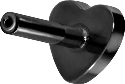 Produktbild von Ohrpiercing, Nasenpiercing Titan Labret mit Push Fit ohne Kugel HERZ Schwarz Stablänge: 6mm | Stabstärke: 1,2mm