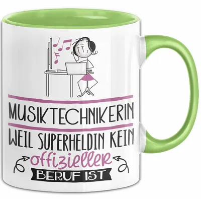 Produktbild von Musiktechnikerin Geschenk Tasse Lustiger Spruch Musiktechnikerin Weil Superheldin Kein Offizieller Beruf Ist Geschenkidee (Grün)