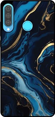 Obrázok produktu pre Smartphonica Phone Case Fit pre Huawei P30 Lite s mramorovou potlačou - TPU zadný kryt puzdra gold blue marble design - Gold Blue