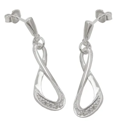 Produktbild von Ohrstecker Ohrring 36x10mm glänzend mit Zirkonias Silber 925 silber 36x10mm