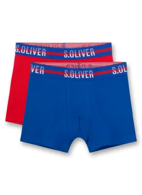 Produktbild von s.Oliver Jungen Hipshorts - 2er Pack, Pants, Unterhose, Baumwolle Stretch Blau/Rot 176