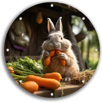 Produktbild von Wallario rundes Outdoor-Poster für Garten oder Balkon, Motiv Karottenliebhaber, 30 cm Durchmesser