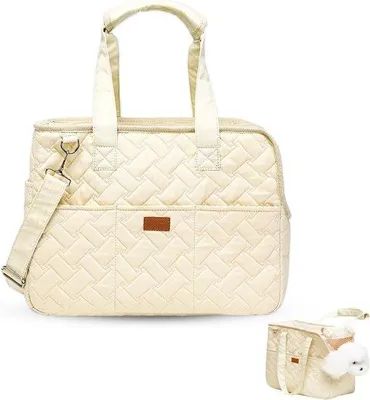 Zdjęcie produktu dla Torba dla małych psów - Biała - 41 x 30 x 18 cm - Składana torba do noszenia z przewiewnym designem - Dla psów i kotów