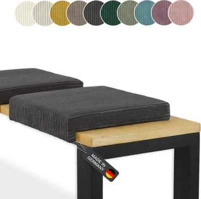 Produktbild von Lycce Bankauflage Klemmkissen 1 Leiste Cordstoff extra Polsterung, für Banktiefe ab 35 cm, Farbe:dunkelgrau