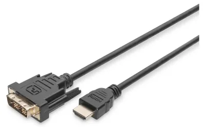 Produktbild von Digitus HDMI-Adapterkabel, 2 m, HDMI Typ A (Standard), DVI-D, Stecker, Nickel, 1920 x 1080 Pixel