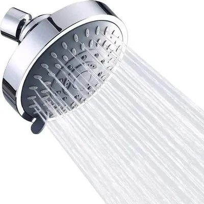 Produktbild von Feststehender Hochdruck-Duschkopf – 5 Modi – runder Duschkopf – Silber – 4 Zoll