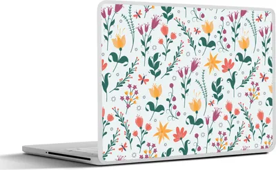 Produktbild von MuchoWow® Laptop Aufkleber Sticker Cover Muster - Blumen - Blätter 25x18 cm - Laptop-Deko